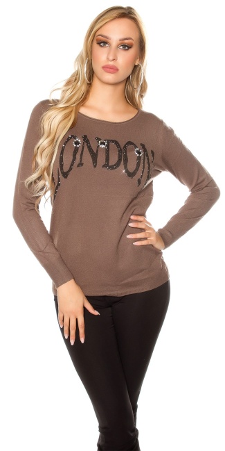 Trendy pulli LONDON with lace Cappuccino